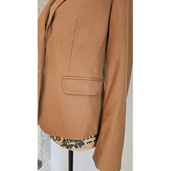 J. CREW Schoolboy Blazer, 100% Wool Gold Crest Buttons Color Camel Womens Size 2 - Picture 7 of 13